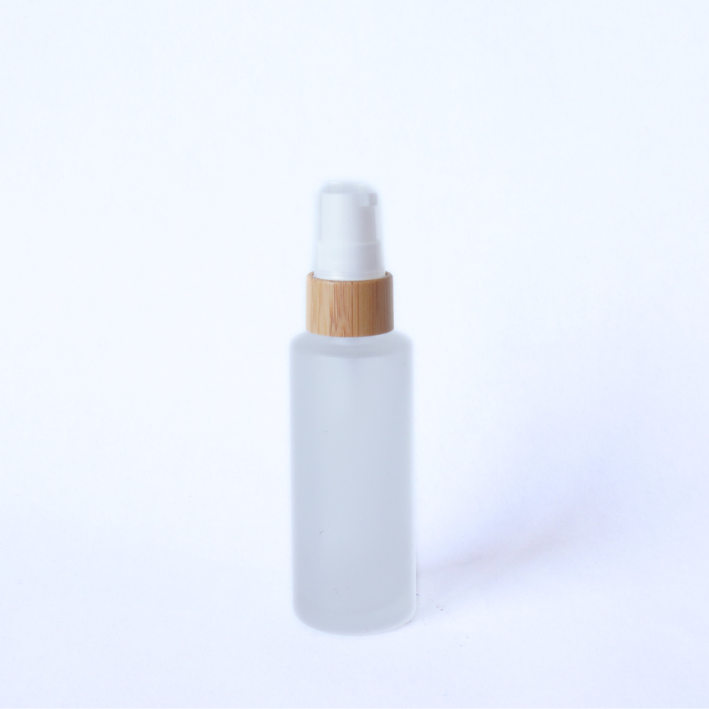 Frosted Bottle Tall 30ml with 18mm Bamboo White Pump Top