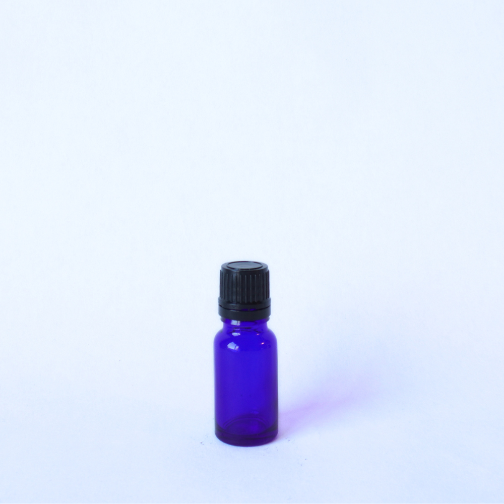 Blue Bottle 10ml with 18mm Black Lid & Clear Dripper
