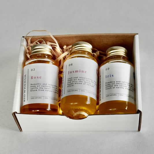 Flora Body Oil Gift Box - Rose, Jasmine, Iris