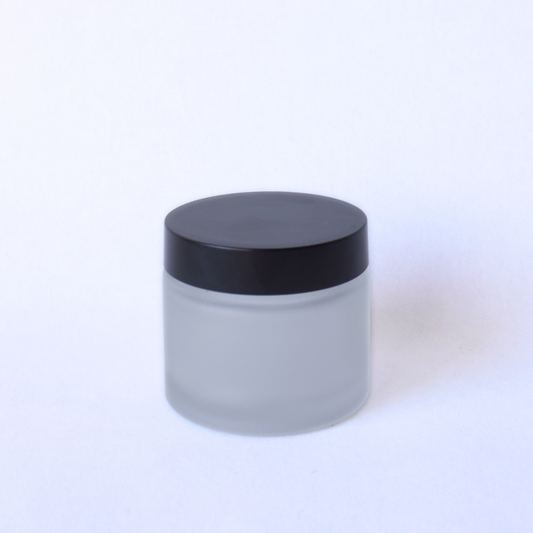 Frosted Glass Jar 65gm with Black Lid