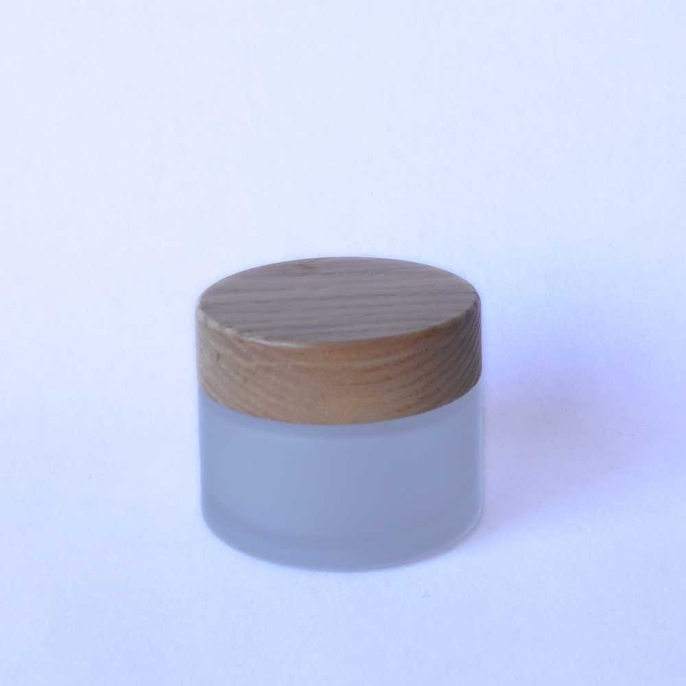 Frosted Glass Jar 45g with Bamboo Lid