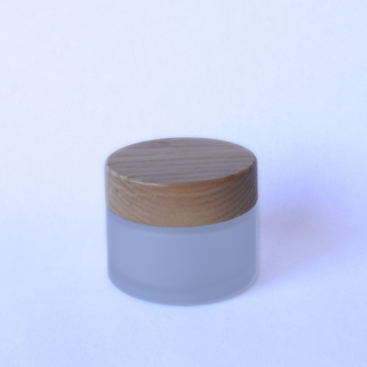 Frosted Glass Jar 45g with Bamboo Lid