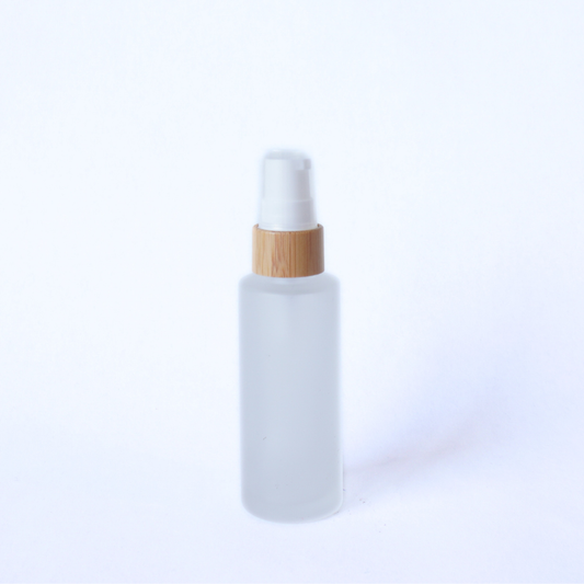 Frosted Bottle Tall 30ml with 18mm Bamboo White Pump Top