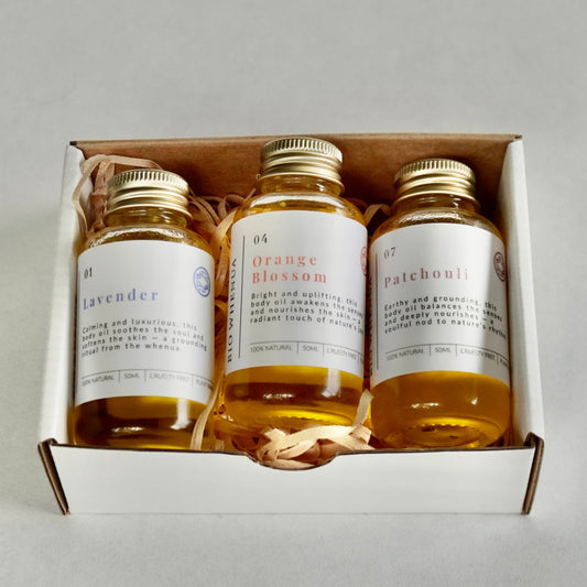 Flora Body Oil Gift Box - Lavender, Orange Blossom, Patchouli