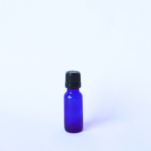 Blue Bottle 15ml with 18mm Black Lid & Clear Dripper