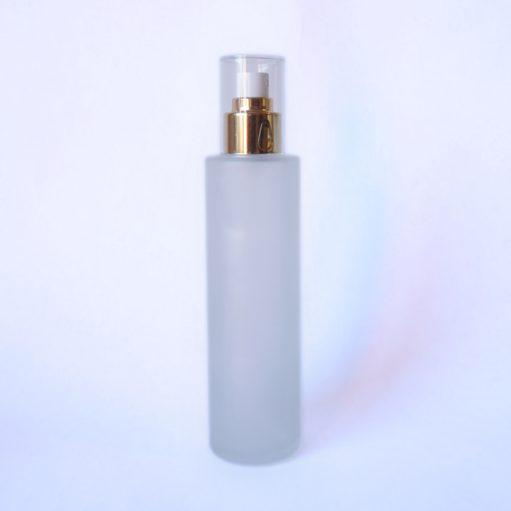 Tall Frosted Glass Bottle 150ml with 24mm Gold Spray Top
