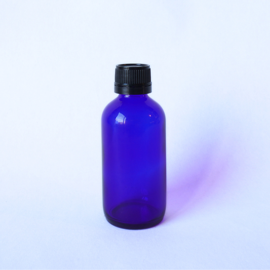 Blue Glass Bottle 120ml with 24mm Tamper Proof Black Lid