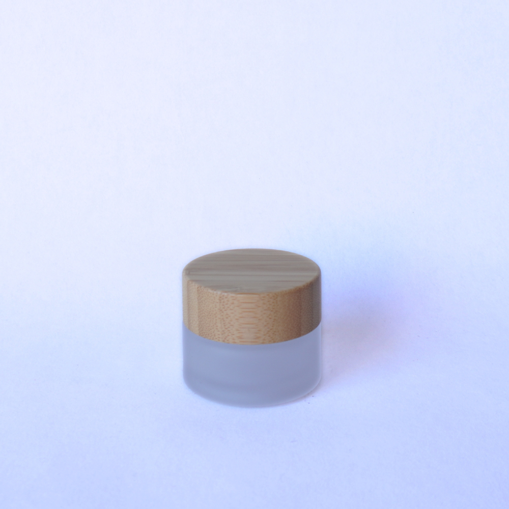 Frosted Glass Jar 15gm with Bamboo Lid