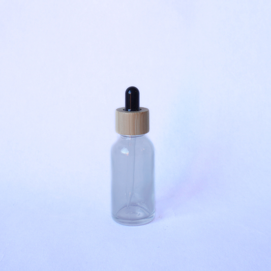 Clear Glass Bottle 30ml with Bamboo Dropper Top