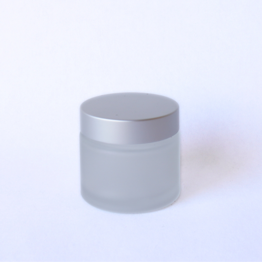 Frosted Glass Jar 65gm with Silver Lid