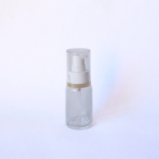 Clear Glass Bottle 30ml with 24mm White Gold Pump