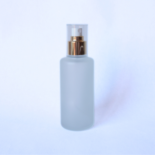 Frosted Bottle 120ml with 24mm Gold Spray Top