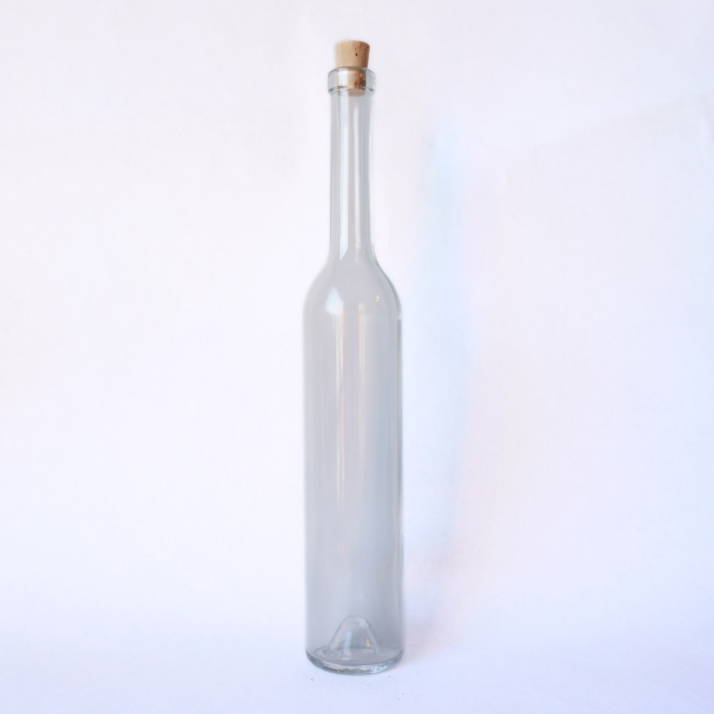 Clear Tall Glass Narrow Neck Vinegar Bottle 200ml with Cork
