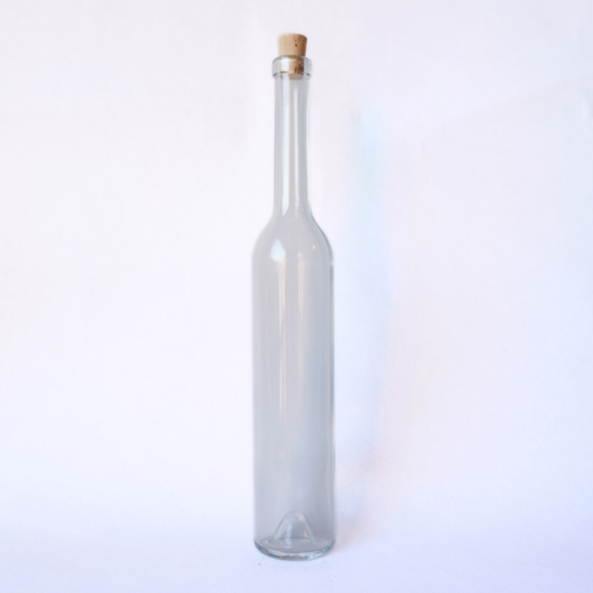 Clear Tall Glass Narrow Neck Vinegar Bottle 200ml with Cork