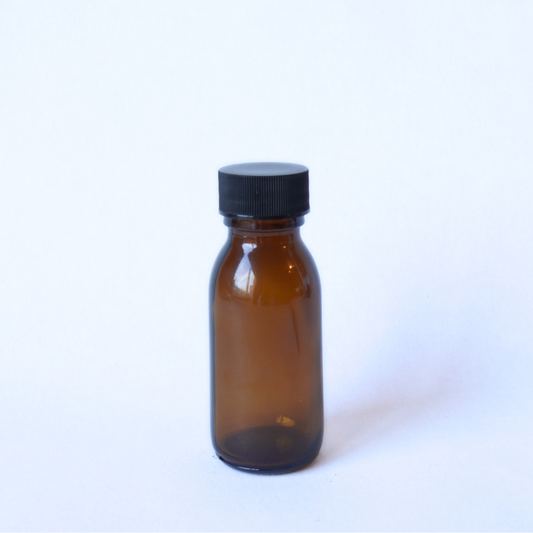 Amber Bottle 50ml with Wide 28mm Black Lid